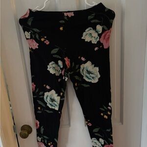Old Navy Black Floral Girls' Leggings with Pink & White Flowers